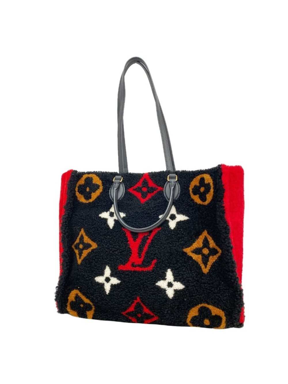 Louis Vuitton Tote Bag Monogram Teddy On The Go GM Black Red